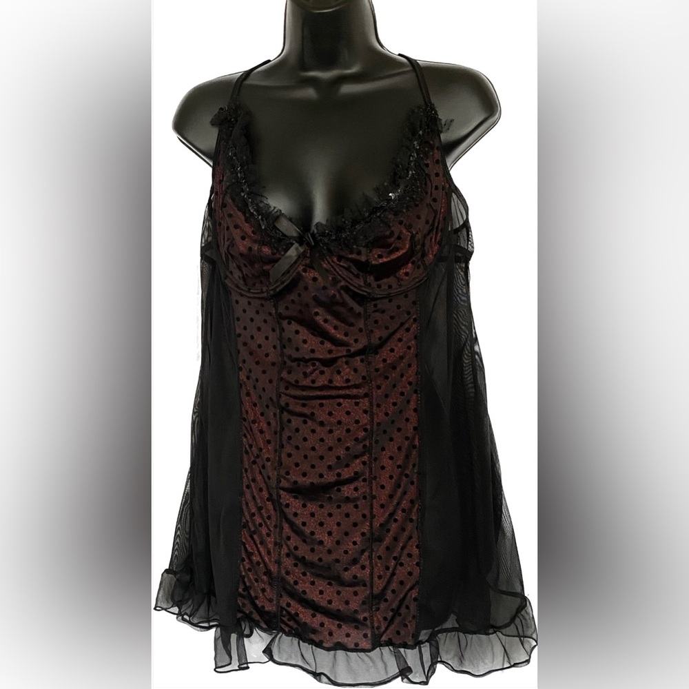 Dreamgirl RED/BLK Chemise, 3X/4X *P1099 - Picture 3 of 6